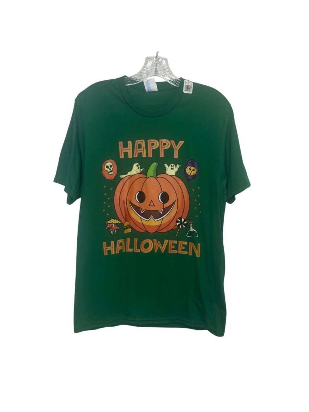 Happy Halloween Graphic Tshirt Small Green New Port & Company Fall
